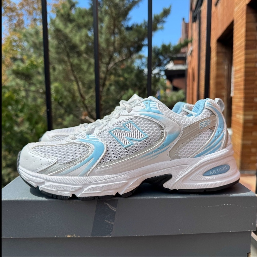 New Balance 530 Sneakers Metallic White Blue Haze Womens Size 10 - Picture 5 of 8